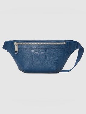 Men’s Gucci Jumbo GG leather belt bag full set brand new deep blue Italy